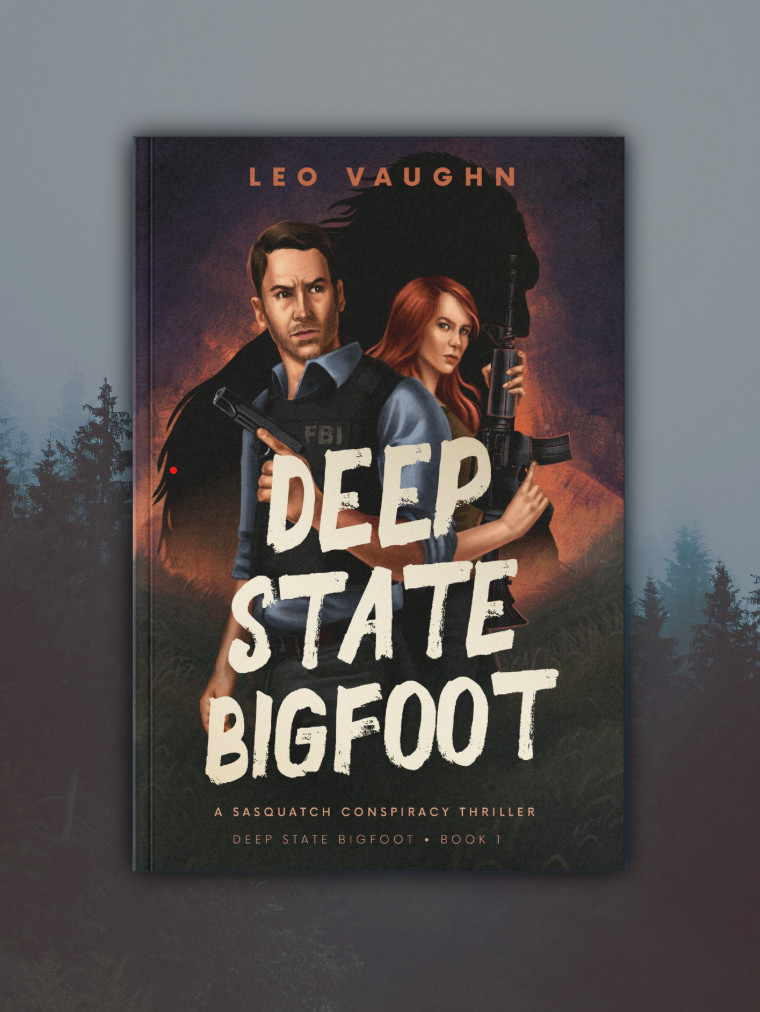 Deep State Bigfoot - Rendered book cover on forest background